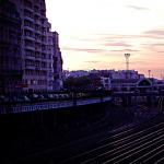 Sunset on train tracks