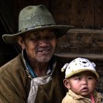 Grandfather and kid in tibet