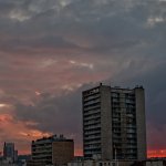 Sunset over the buildings